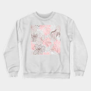 Pink Flowers Pattern Crewneck Sweatshirt